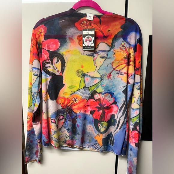 Wendy Costa Tops - Hibiscus girls mesh top long sleeve plus size 2X